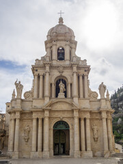 Fototapeta na wymiar The late-Baroque facade of San Bartolomeo, Scicli