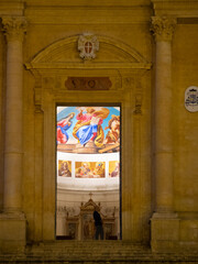 Looking inside Duomo di Noto through the main doorway