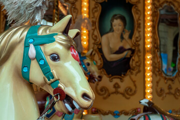 Fototapeta na wymiar Vintage carousel horse in Florence