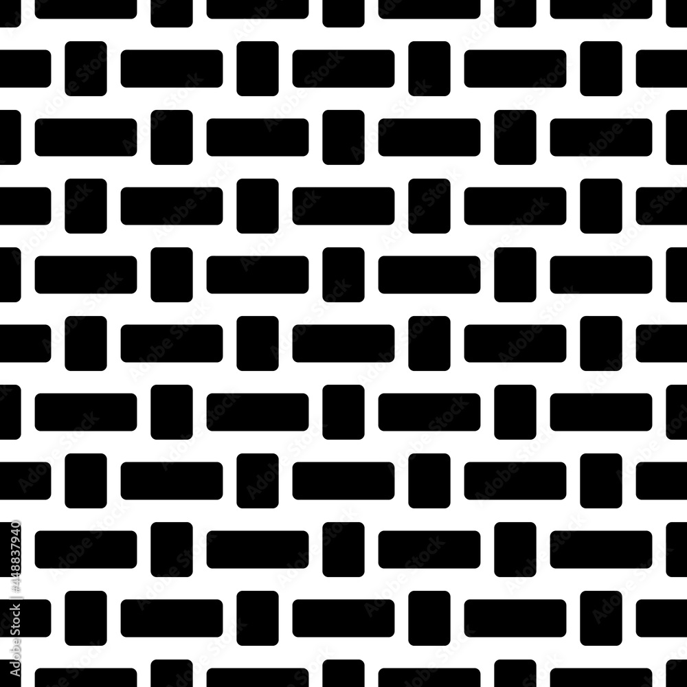 Poster In one bricks pattern. Vector seamless black blocks.