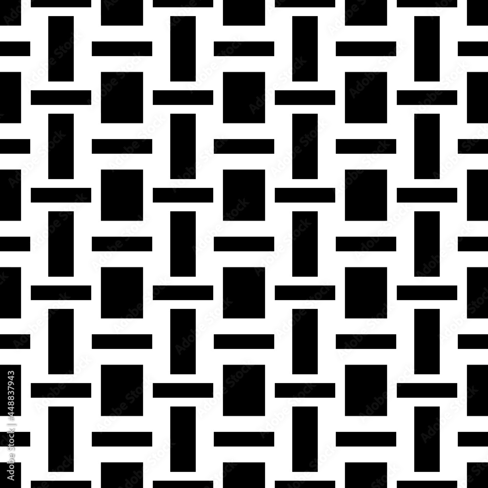 Poster black rectangle blocks pattern. vector seamless wallpaper ornament.