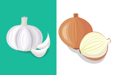 Garlic icon. Cartoon onions vegetable plant. Organic natural healthy vegetable product. Vector illustration flat design. Isolated on white background.