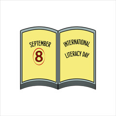 International Literacy day, 8 september. Simple vector illustration isolated on white background.
