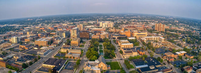 Fototapeta na wymiar Aerial View of Kalamazoo, Michigan during Summer Twilight