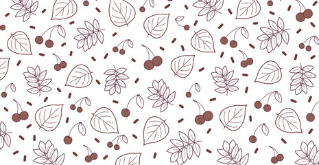 Fototapeta na wymiar White background with many autumn foliage - Vector