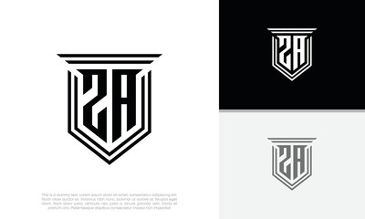 Initials ZA logo design. Luxury shield letter logo design.