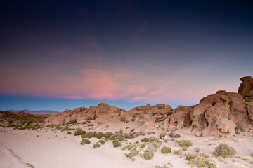 valle de las rocas chile in the evening
