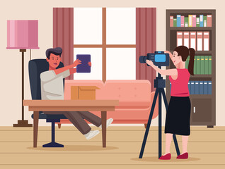 couple unboxing in house