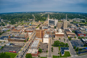 Aerial View of Downtown Pontiac, Michigan during Summer - obrazy, fototapety, plakaty