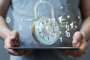 Information technology protected with firewall, secure access and encryption against cyber