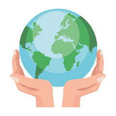 hands lifting earth planet