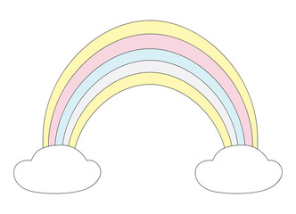 cute cartoon colorful rainbow in the clouds
