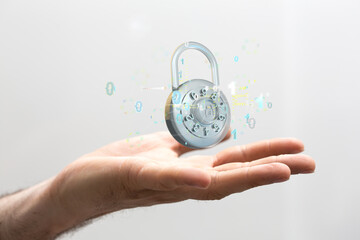 Security Shield concept, data protection. Shield with dots and lines connectio