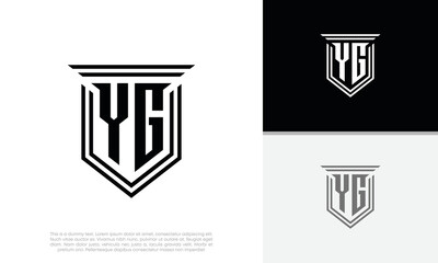 Initials YG logo design. Luxury shield letter logo design.