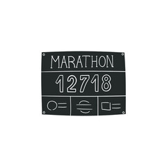 Marathon Identificator Icon Silhouette Illustration. Run Sport Vector Graphic Pictogram Symbol Clip Art. Doodle Sketch Black Sign.