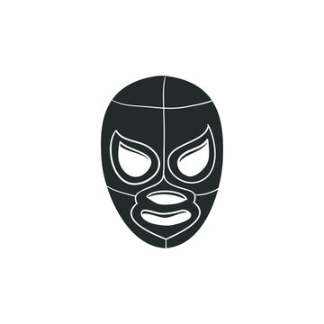 Mexican Mask Icon Silhouette Illustration. Wrestler Vector Graphic Pictogram Symbol Clip Art. Doodle Sketch Black Sign.