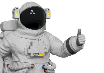 astronaut is positive with thumbs up close up view