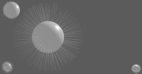 Render with gray spheres with lines diverging in different directions