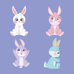 group of four rabbits