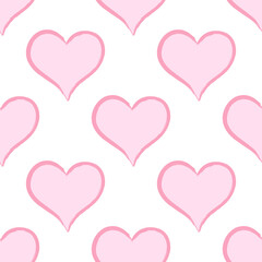 Simple heart seamless pattern for Valentines Day. Love, romantic background. Vector.