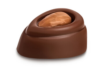 Chocolate candy isolated on white background with clipping path and full depth of field