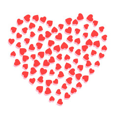 Red heart template n isolated on white background. Love symbol. Greeting card for Woman, Mother, Valentines Day. Vector.