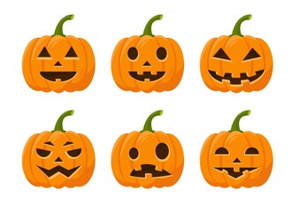 Set of bright Halloween Pumpkin for Autumn holiday.