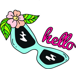 sunglasses vector island summer drawing illustration fun cute sticker cartoon hello