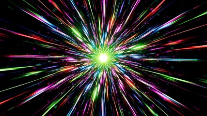 Bursting Colorful Light Streak and Confetti Texture Background