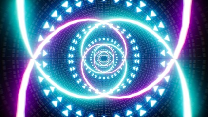 Eye Shaped Neon Curved Lines Light Effect Abstract Background