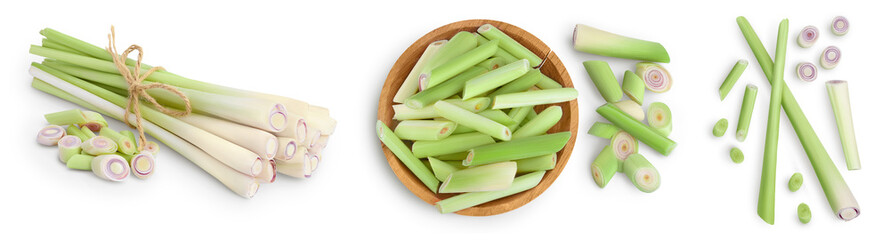 Fresh Lemongrass isolated on white background, Set or collection