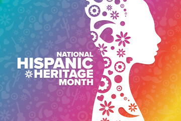 National Hispanic Heritage Month. Holiday concept. Template for background, banner, card, poster with text inscription. Vector EPS10 illustration.