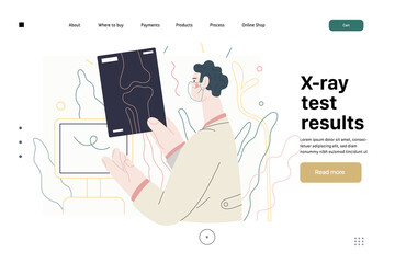Medical tests template - x-ray test. Modern flat vector