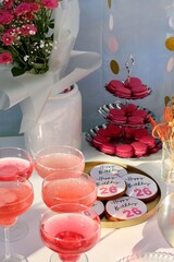 setting table with champagne