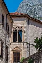 The facade of old houses. Cityscape of the old town