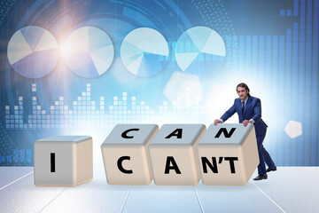 Determination concept with rotating cubes