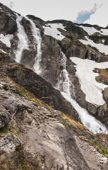 Fototapeta na wymiar Siklawa waterfall, Wielka Siklawa in the High Tatras in Poland, on the Roztoka stream.