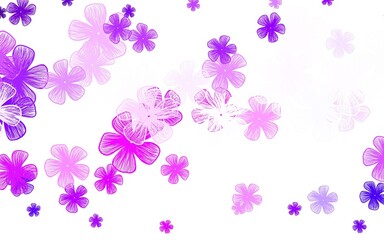 Light Purple, Pink vector doodle background with flowers.