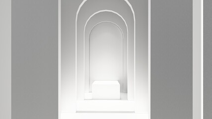 Architecture interior background empty arched pass 3d render