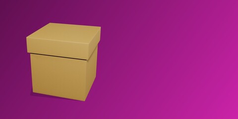 cardboard box on pink background. paper box. 3d render