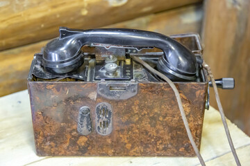 An old military field phone of the German Army during the Second World War