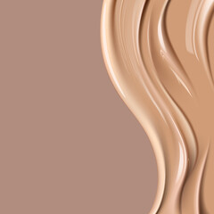 Realistic foundation creamy texture for beauty products ad, 3d effect