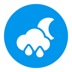 Raincloud with raindrops moon vector glyph icon