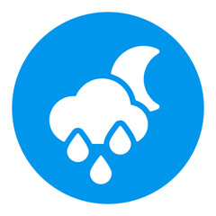 Raincloud with raindrops moon vector glyph icon