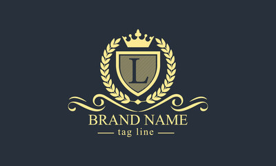 Luxury logo  - logo with ornament baroque style design - premium vector template	
