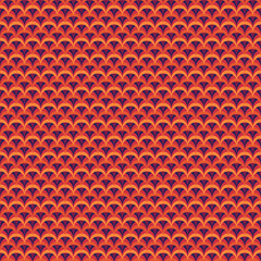 Seamless pattern. Asian ornament. Fish scale wallpaper. Repeated scallops. Squamata backdrop. Geometric background. Semicircles image. Mosaic motif. Squama digital paper. Vector.