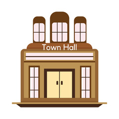 Isolated flat town hall building