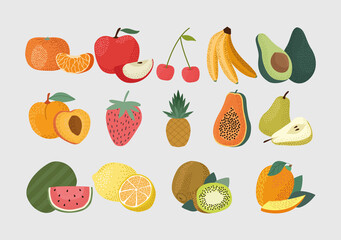 fourteen fresh fruits