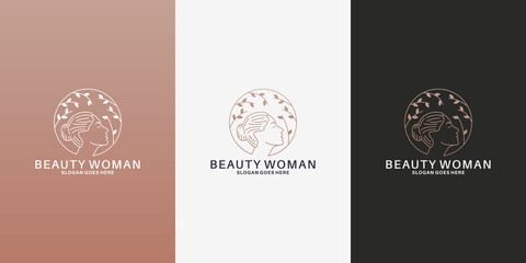 women and leaf logo design for your saloon, spa, cosmetic
