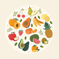 fresh fruits in circle